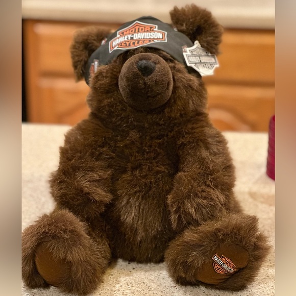 Harley-Davidson 2000 Bean Bag Plush Biker Bear Doo Rag - 15” with Tags VTG - Picture 9 of 16